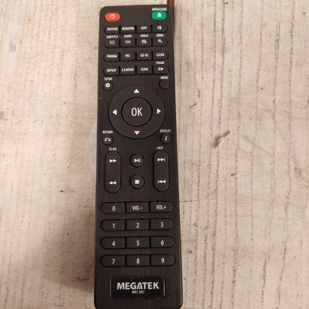 Megatek MRC-D02 Replacement Remote Control for Megatek DVD Player Black TESTED